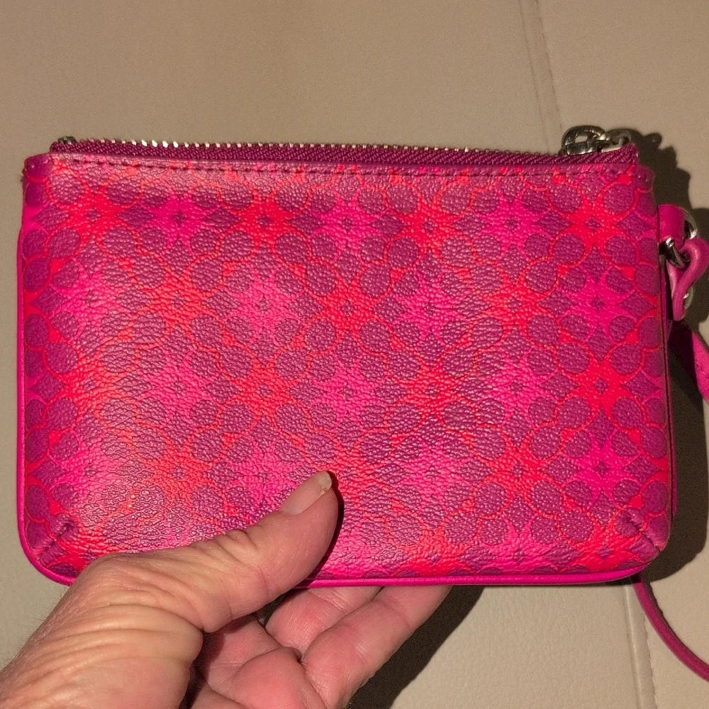 Coach Waverly Signature Coated Canvas Pink and Magenta Wristlet